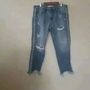 Hidden High Rise Distressed Crop Jeans Size 28